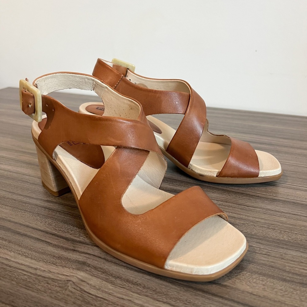 Pikolinos Mahon Brandy Leather Block Heel Sandals Women 38 US 7.5-8